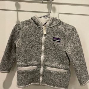 Patagonia baby 12-18 months grey knit zip hoodie.
